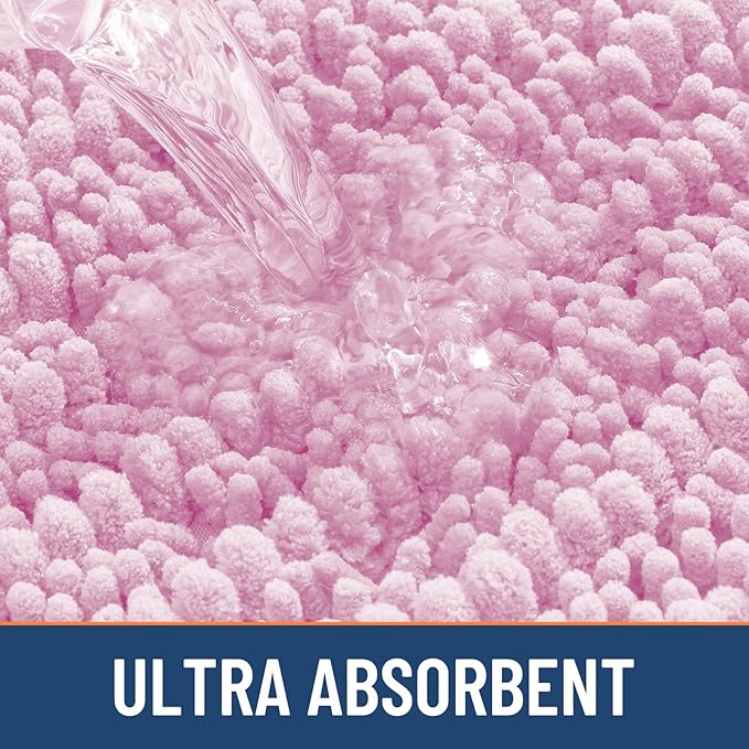 Smiry Bathroom Rugs Mat 30x20, Extra Soft Absorbent Chenille Bath Rugs, Non Slip Rubber Backing Machine Washable Quick Dry Bath Mats for Bathroom Floor, Tub, Shower, Home Decor Accessories, Pink