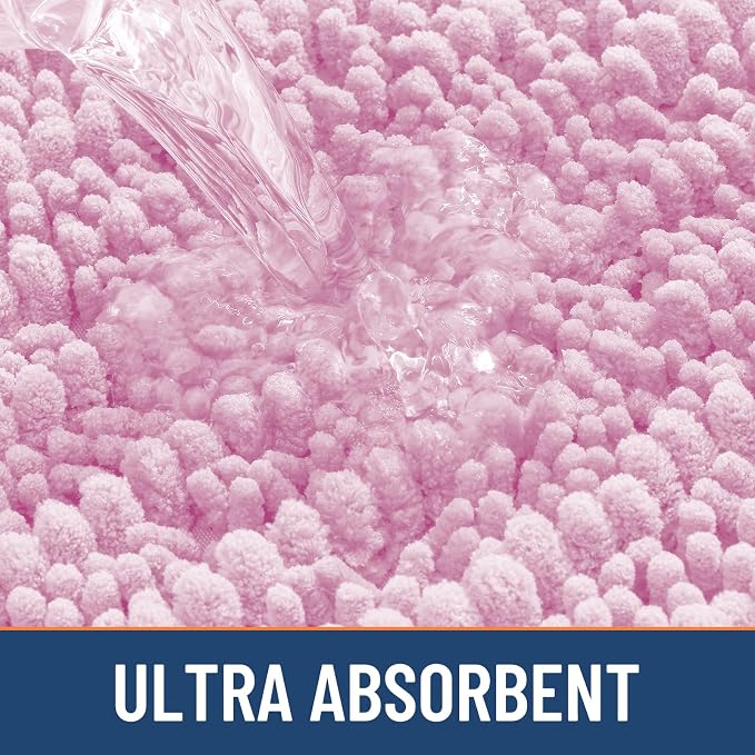 Smiry Bathroom Rugs Mat 36x24, Extra Soft Absorbent Chenille Bath Rugs, Non Slip Rubber Backing Machine Washable Quick Dry Bath Mats for Bathroom Floor, Tub, Shower, Home Decor Accessories, Pink