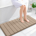 OLANLY Memory Foam Long Bathroom Rugs Runner 44x20, Super Soft Absorbent Bath Mat, Quick Dry, Machine Washable Shower Floor Rugs, Bathmat Carpet, Bathroom Home Decor Accessories, Tan