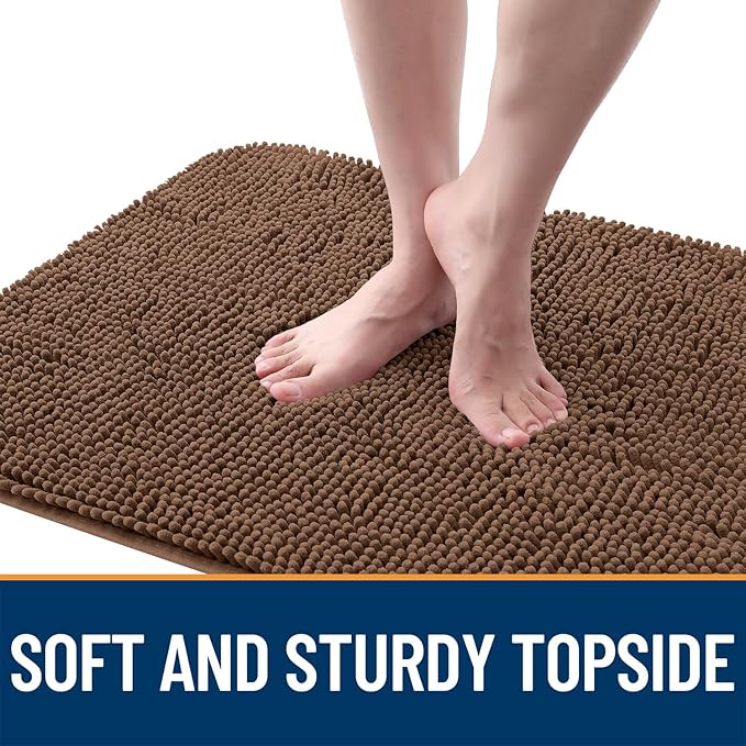 OLANLY Dog Door Mat for Muddy Paws 45x27, Absorbs Moisture and Dirt, Absorbent Non-Slip Washable Doormat, Quick Dry Chenille Mud Mat for Dogs, Entry Indoor Entryway Carpet for Inside Floor, Mocha