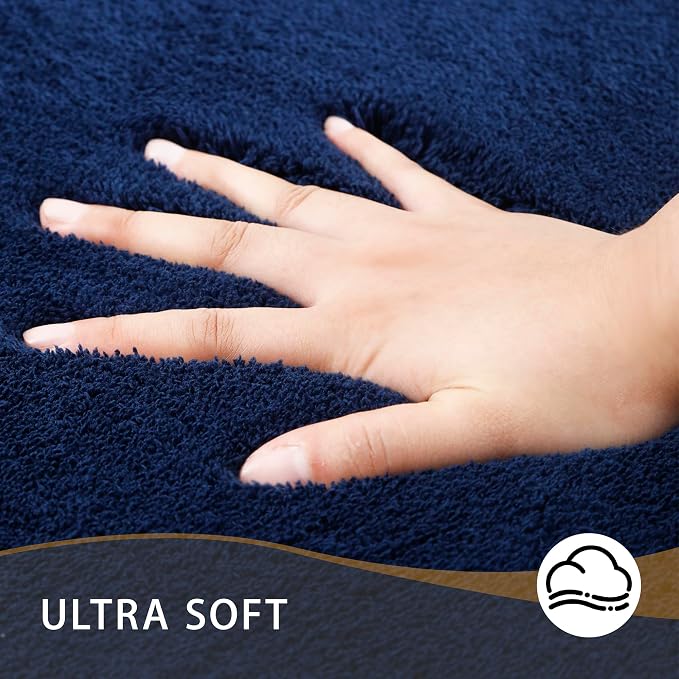 MINIDEAR Bathroom Rugs 36x24 Navy Blue - Thick Memory Foam Bath Mat, Ultra Soft & Plush Fluffy, Non-Slip, Quick Dry, Absorbent Washable Floor Microfiber Mat for, Tub, Home Decor Accessories