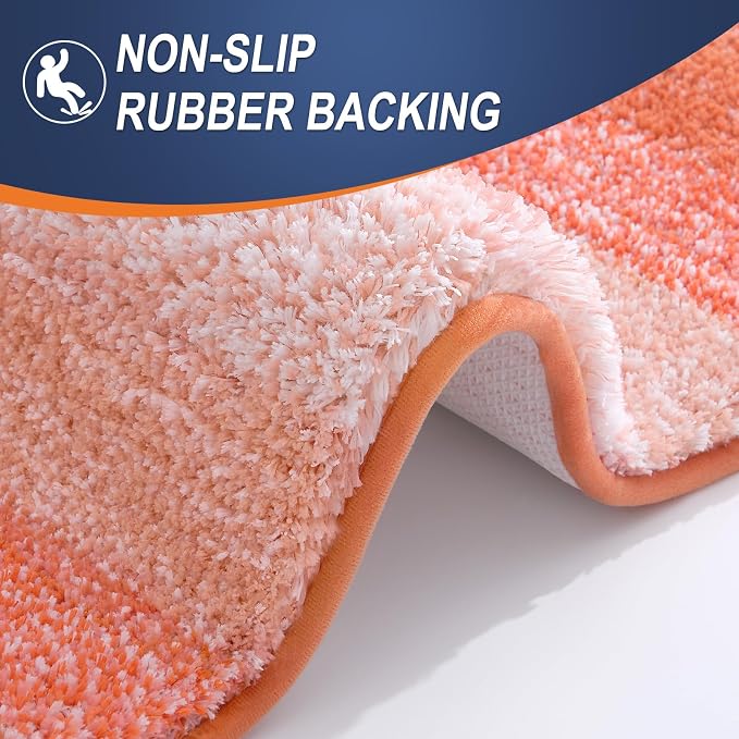 OLANLY Bathroom Rugs Mat 34x21, Extra Soft Absorbent Microfiber Bath Rugs, Rubber Backing, Quick Dry, Machine Washable Bath Mats for Bathroom Floor, Tub and Shower, Home Decor Accessories, Coral