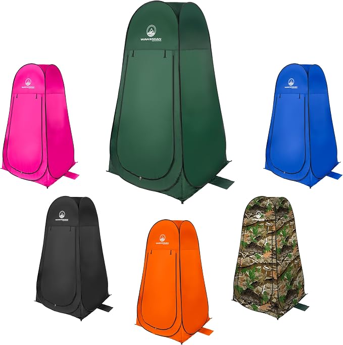 Wakeman Pop Up Changing Tent, 3.3 x 3.3 x 6.2ft, Camping Shower Tent for Portable Toilet Stall or Dressing Room with Carry Bag for Camping, Beach, or Tailgate, Polyester