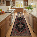 RELEANY Area Rugs Runner 2'x10' Washable Non-Slip, Floral Vintage Distress Medallion Carpet for Kitchen Hallway Bedroom Beside Laundry Room Bathroom, Red Black