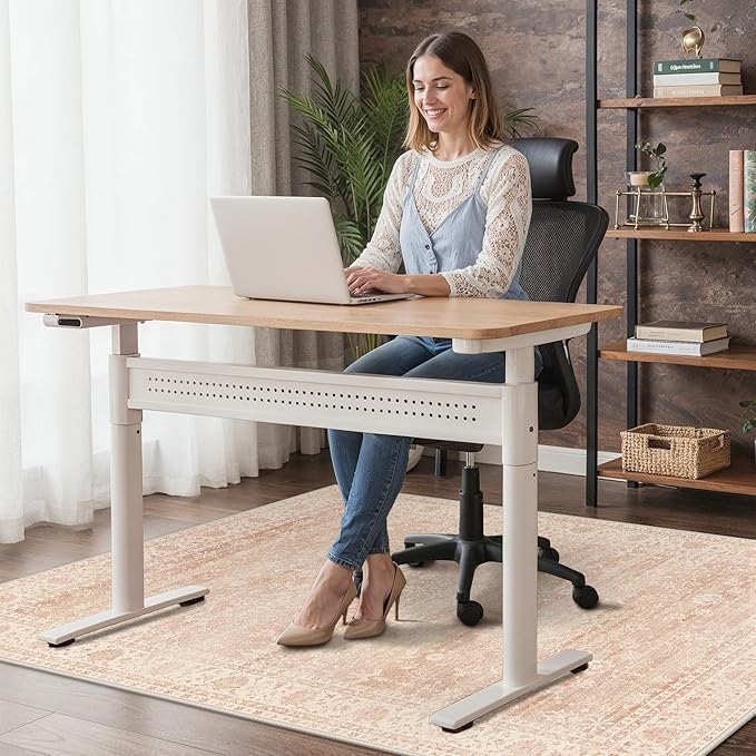48"x60" Office Chair Mat for Hardwood Tile Floor, Under Desk Carpet Protector for Rolling Computer Chair Mat, Machine Washable Area Rug, Anti-Slip 1/5" Thick Low Pile Thin Vinyl Floor Mat, Dusty Pink