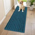Smiry Dog Door Mat for Muddy Paws 59x24, Absorbent Dirt Trapper, Non-Slip Washable Chenille Entryway Rug for Inside Floor, Atlantic Blue, Layered Pattern