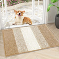 Smiry Dog Door Mat for Muddy Paws, Absorbs Moisture and Dirt, Low-Profile Entryway Mat with Non-Slip Backing, Entry Indoor Outdoor Doormat for Inside Floor (30x17 Inches, Beige, Striped)