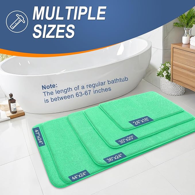 OLANLY Thick Memory Foam Bath Mat Rug 30x20, Extra Soft Absorbent Bathroom Rug, Quick Dry Bath Mats, Non-Slip, Machine Washable Carpet for Bathroom, Tub and Shower, Home Decor Accessories, Mint Green