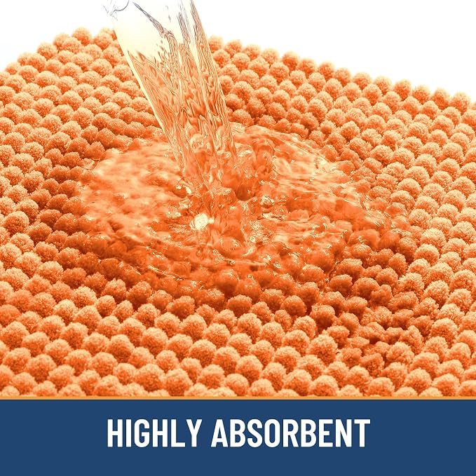 Arotive Bathroom Rugs 24" x 16", Ultra Soft Absorbent Chenille Bath Rugs, Non-Slip Rubber Backing, Machine Washable Bath Mats for Bathroom Floor, Tub and Shower, Home Decor Accessories, Coral