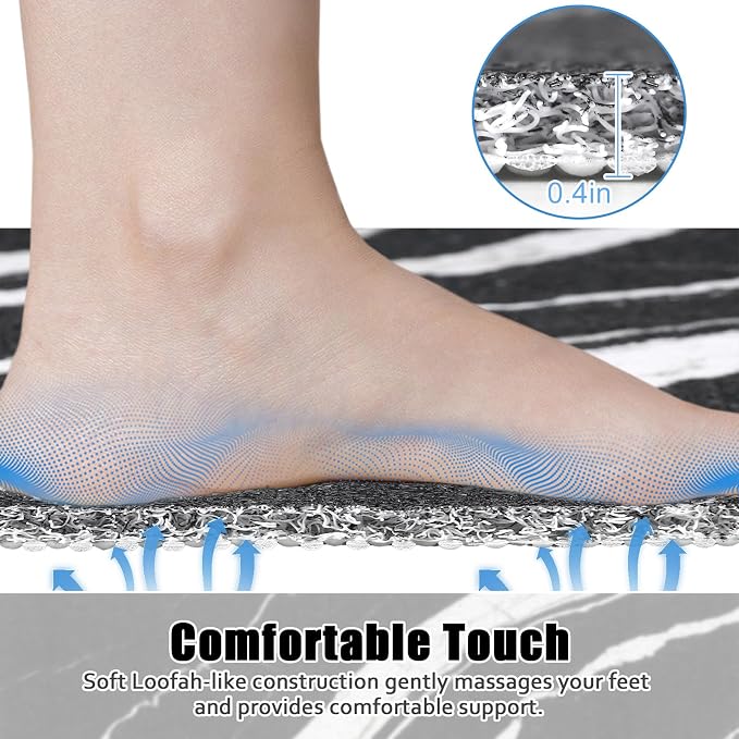 Square Shower Mat Non Slip: 36x36 Inch Large Shower mats for Inside Shower with Drain Hole in Middle, Super Soft PVC Loofah Massage Shower Floor Mat, Anti Slip Shower Stall Mat, Quick Drying