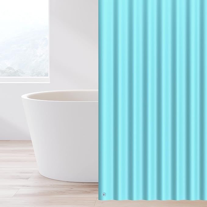 EHZNZIE Aqua Shower Curtain Liner 72x72, PEVA Waterproof Bath Curtain, No Chemical Smell, 3 Weighted Magnets, Durable with Rustproof Metal Grommets
