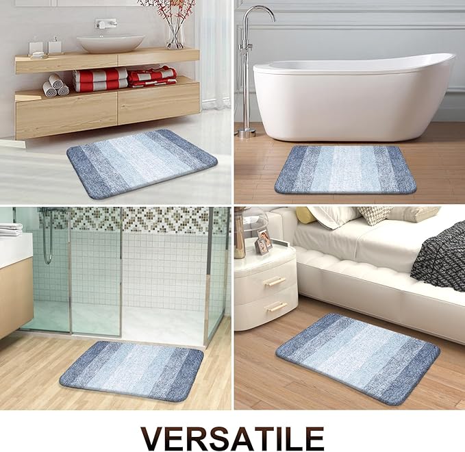 OLANLY Large Bathroom Rugs Mat 47x32, Extra Soft Absorbent Microfiber Bath Rugs, Rubber Backing, Quick Dry, Machine Washable Bath Mats for Bathroom Floor, Tub and Shower, Home Decor Accessories, Blue