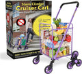 dbest Products Stair Climber Cruiser Cart Shopping Grocery Rolling Folding Laundry Basket on Wheels Foldable Utility Trolley Compact Lightweight Collapsible, Purple