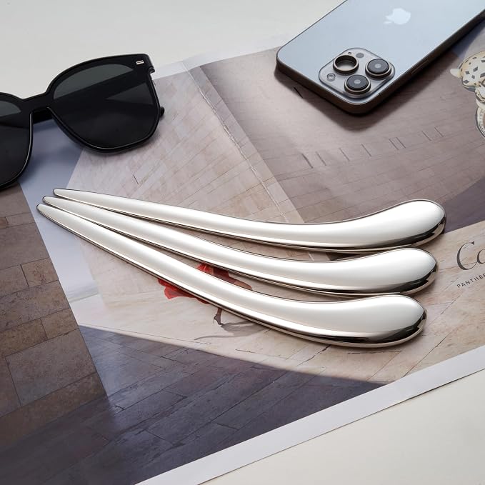 Natico Originals Non-Tarnishing Silver Contemporary Home and Office Desktop Letter Opener, Sleek Curved Edge Comfortable Grip, Paperweight (30-364)