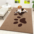 Smiry Dog Door Mat for Muddy Paws, Absorbs Moisture and Dirt, Low-Profile Entryway Mat with Non-Slip Backing, Entry Indoor Outdoor Doormat for Inside Floor (48x32 Inches, Beige, Paw)