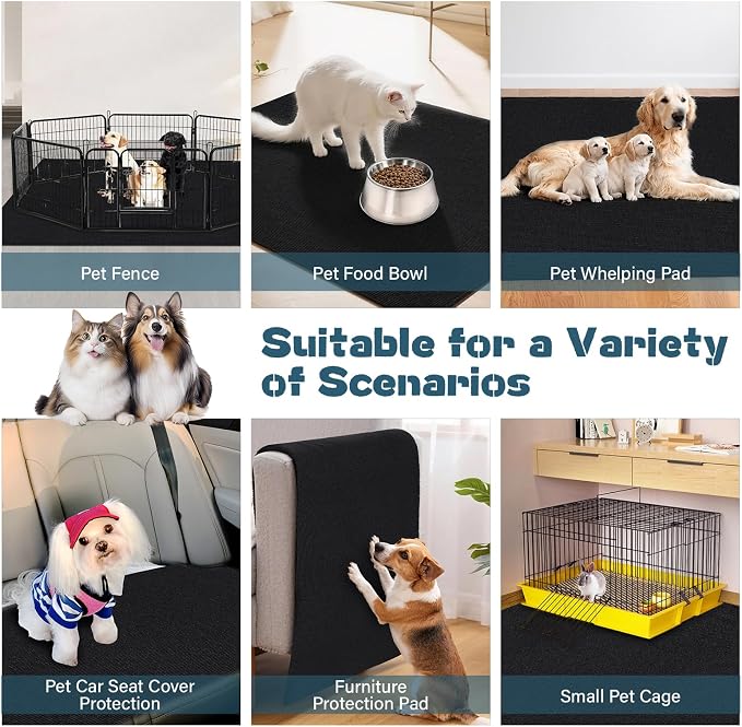 Wibeelee 29" X 48" X 0.23'' Mat for Under Dog Crate Waterproof Non-Slip Kennel Mat to Protect Floors Large Absorbs Urine Reusable Dog Playpen Mat