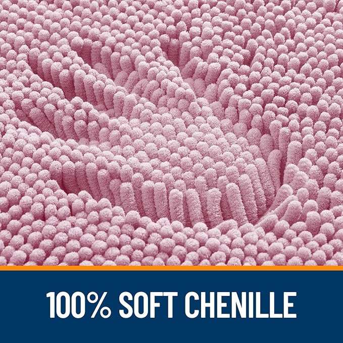 OLANLY Large Bathroom Rugs 50x30, Extra Soft Absorbent Chenille Bath Rugs, Rubber Backing Quick Dry, Machine Washable Bath Mats for Bathroom Floor, Tub and Shower, Home Decor Accessories, Dusty Rose