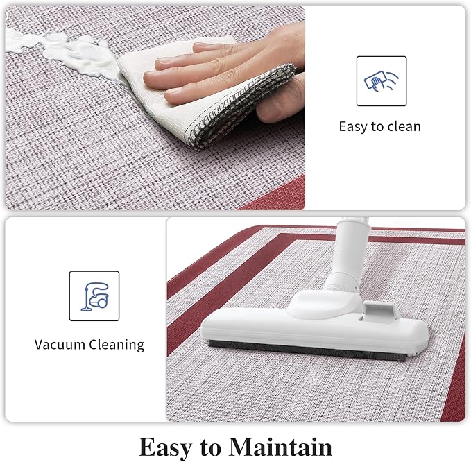 Mattitude Kitchen Mats Set of 2 Cushioned Rugs Anti-Fatigue Mats for Kitchen Floor,Waterproof Non-Slip Mats and Rugs Set for Office,Floor,Laundry 17.3"×29"+17.3"×59",Red