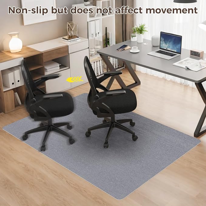 Office Chair Mat for Hardwood Floor 36x48 Inch, Non-Slip Rolling Chair Mat, Flat Lay Floor Protector for Wood Tile Laminate, Anti-Slip Sound Absorbing(Grey)