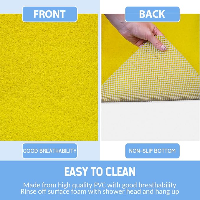 Hargiis Non-Slip Bathtub Mat, 2 Pack Anti Slip Shower Mat, Fast Drying Bathtub Mats, Foot Scrubber Mat, Anti Slip Mat for Tub, Floor, Bathroom, Kitchen, Home, Hotel (Yellow 24"×16"+24"×16")