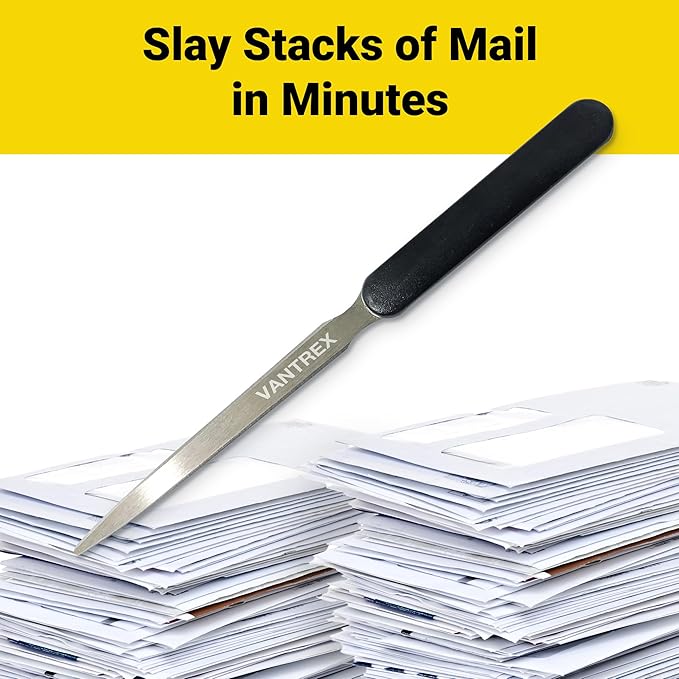 1 Lightweight Stainless Steel Letter Opener, 7.5 Inches Long and One-Piece Construction, Perfect Envelope, Mail and Letter Opener Envelope Slitter for The Home and Office.
