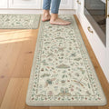 LEEVAN Anti Fatigue Mats for Kitchen Floor Non-Slip, Cushioned Kitchen Mats for Floor 17.3''x29''+17.3''x59'', Tan Memory Foam Kitchen Mat Set