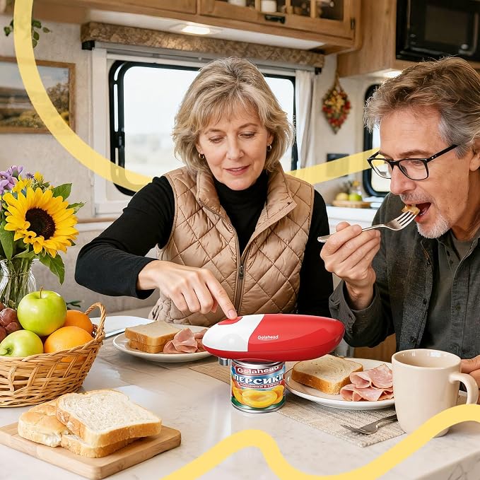 Hands Free Electric Can Opener for Seniors with Arthritis, Automatic Handheld Battery-Operated Kitchen Appliance Gift Easy Side Cut All Can Sizes with Smooth Edge, hand-Safe and kitchen Gadget
