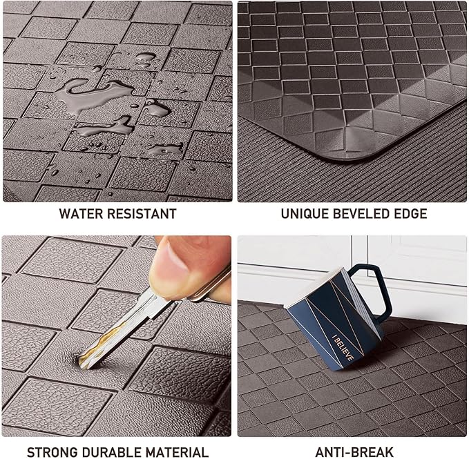 HappyTrends Kitchen Floor Mat - 4/5 Inch Thick Anti-Fatigue Kitchen Rug,Waterproof Non-Slip Kitchen Mats and Rugs Heavy Duty Ergonomic Comfort Rug for Kitchen,Office,Sink,Laundry,(22"x36", Chocolate)