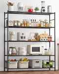 Sakugi Storage Shelves - 5 Tier Shelf Organizer, Sturdy Metal Garage Shelving with Adjustable Leveling Feet, Space-Saving Shelves Organizer for Pantry, Laundry, Kitchen (47" x 12" x 60", Black)