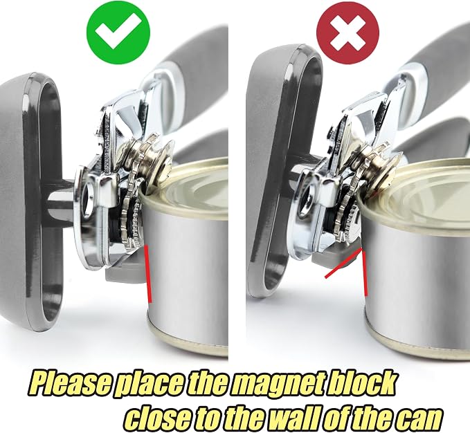 Can Opener, No-Trouble-Lid-Lift Manual Handheld Can Opener with Magnet, Smooth Edge Safe Cut for Beer/Tin/Bottle, Big Turning Knob Anti-Slip Handle Good for Seniors with Arthritis