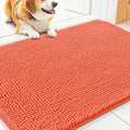 Smiry Dog Door Mat for Muddy Paws 30x20, Absorbent Dirt Trapper, Non-Slip Washable Chenille Entryway Rug for Inside Floor, Coral, Classic Solid