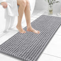 OLANLY Long Bathroom Rugs Runner 47x17, Thick Soft and Absorbent Chenille Bath Mat, Non-Slip, Machine Washable Quick Dry Bath Rugs for Tub Shower Floor, Home Decor Accessories, Grey