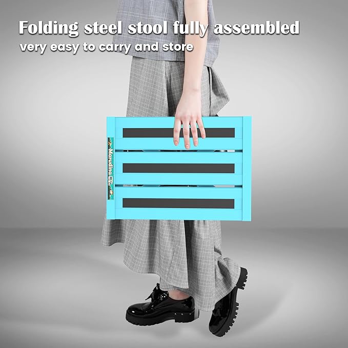 Marudina Large Platform RV Steps, 3-Level Adjustable Height Aluminum Folding Step Stool, Light Folding Anti-skidding RV Step, Supports Up to 1,000 lb (17.5" X 13.5" Large Platform)