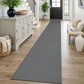 KOZYFLY Braided 2x16 Runners Rugs for Hallway, Extra Long Washable Runner Rug, Woven Non Slip Kitchen Runner, Cotton Entryway Rug, Floor Carpet for Entry, Aisle, Hall, Grey/Dark Grey