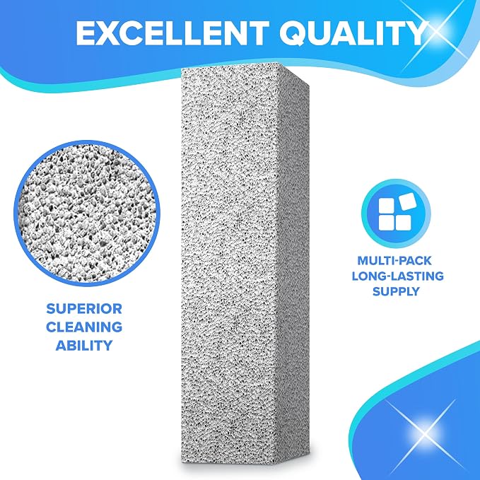 DISIWENE Pumice Cleaning Stone with Handle Toilet Bowl Cleaner Hard Water Ring Remover for Bath/Pool/Kitchen/Household Cleaning (6, 6 Pack (No Handle))