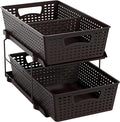 Simple Houseware 2 Tier Bathroom Organizer Tray Pull-Out Sliding Drawer, Under Sink Storage, Brown