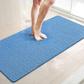 LuxStep Shower Mat Bathtub Mat,40x16 inch, Non-Slip Bath Mat with Drain, Quick Drying PVC Loofah Bathmat for Tub,Shower,Bathroom,Lake Blue