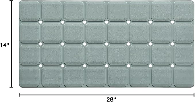 Webos Silicone Bath Mat with Suction Cups – Non-Slip Foldable Bathtub & Shower Mat, Durable & Quick-Dry Safety Tub Mat with Large Drain Holes for Families 28"x 14" Grey