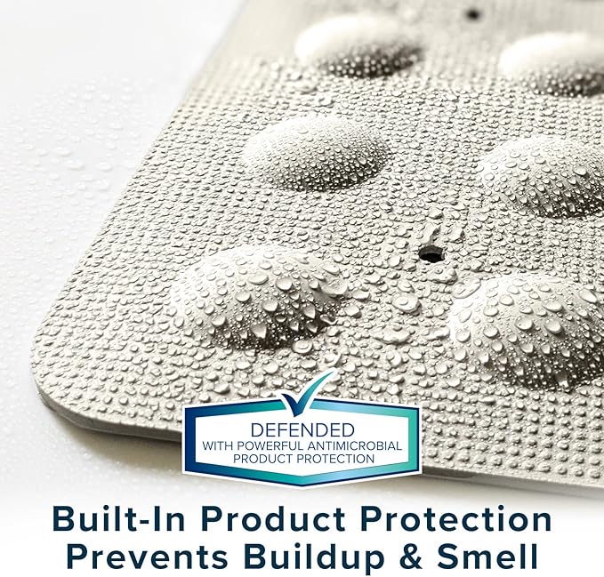 SlipX Solutions Square Natural Rubber Shower Stall Mat, 21” x 21”, Non Slip Safety, Built-in Product Protection, 140 Power Grip Suction Cups, Center Drain Hole, Tan