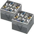 Aokeyee Shoe Organizer for Closet,2 Pack Foldable Shoe Storage Organizer Box Bin with Adjustable Dividers and Clear Cover, Fits up to 16-32 Pairs