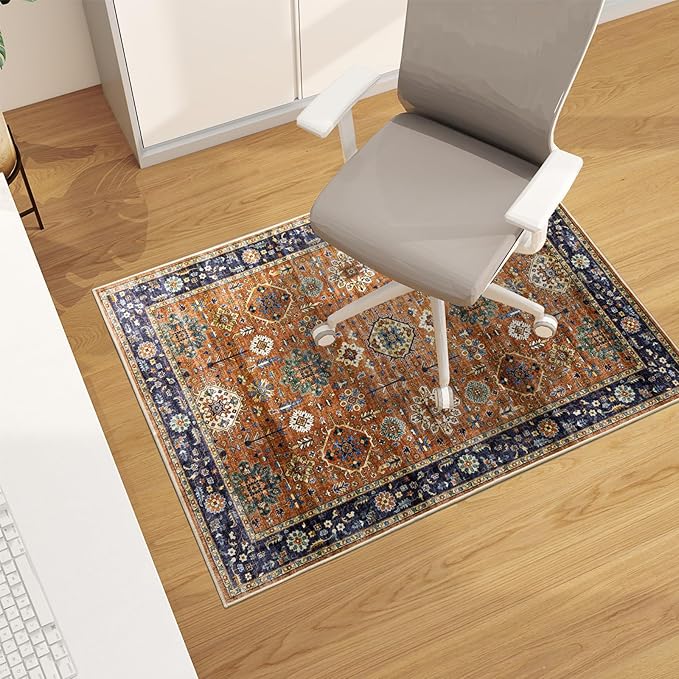 Office Chair Mat for Hardwood Floor, 48"x36" Easy Glide Computer Desk Mat Protector for Rolling Chair Under Desk Rug Nonslip Backing, Machine Wash, (Modern)