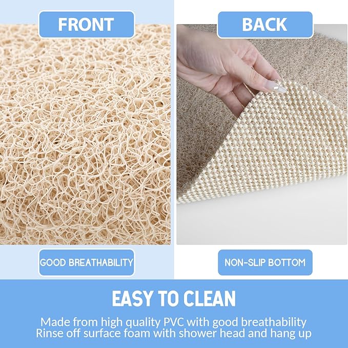Hargiis Non Slip Bathtub Mat, Anti Slip Shower Mat, Quick Drying Bath Tub Mats, Foot Scrubber Mat, Anti Slip Mat for Tub, Floor, Bathroom, Home, Kitchen, Hotel (Beige 32"x17")