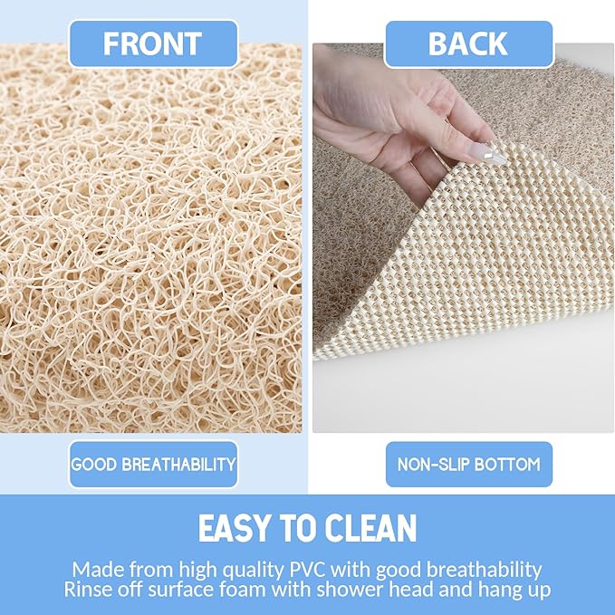 Hargiis Non Slip Shower Mat, Anti Slip Bath Mat, Quick Drying Bath Tub Mats, Foot Scrubber Mat, Anti Slip Mat for Tub, Floor, Bathroom, Home, Kitchen, Hotel (Beige 24”x24”)