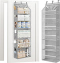 STORAGE MANIAC Over the Door Organizer 6-Shelf Closet Hanging Storage with 14 Mesh Pockets, 66lbs Capacity Clear Deep Pockets Behind Door Storage for Nursery, Bathroom, Bedroom, 1 Pack Grey