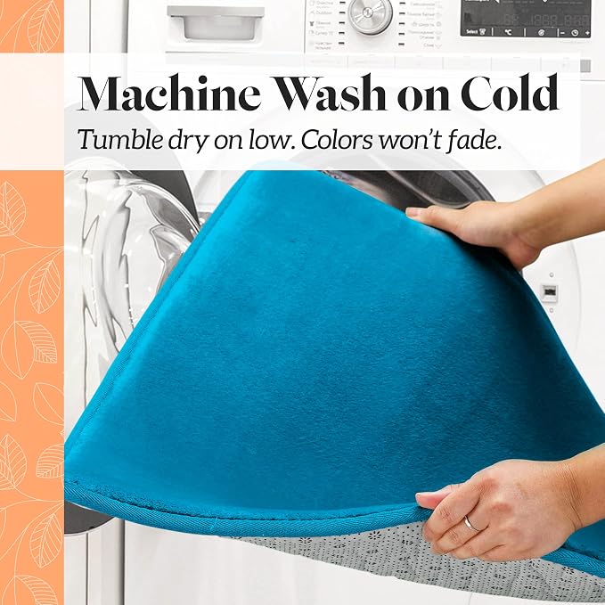 Memory Foam Bath Mat Non Slip Absorbent Super Cozy Velvet Bathroom Rug Carpet (60 inches X 24 inches, Caribbean Sea)