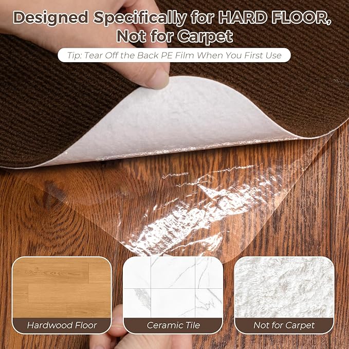Office Chair Mat for Hardwood Floor 48x60 Inch, Non-Slip Rolling Chair Mat, Flat Lay Floor Protector for Wood Tile Laminate, Anti-Slip Sound Absorbing(Coffee)