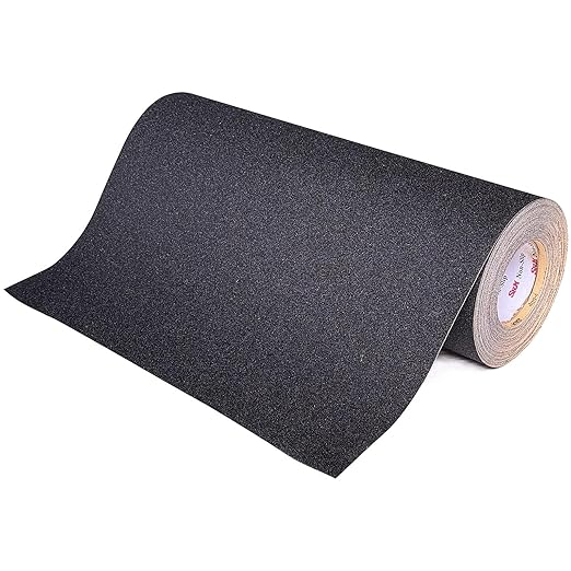 S&X Anti Slip Tape 18 Inch x 60 FT Roll, Black, Grit 60, Extended Length Non-Slip Skid Grip Tape for Outdoor Stair Treads, Wooden Steps & Exterior Grips – Waterproof, Long-Lasting Tread Strips