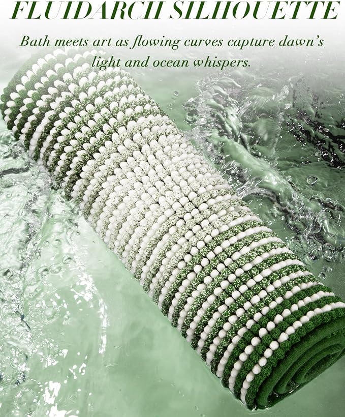 BSICPRO Chenille Bathroom Rugs, 21 x 60 Inches Non Slip Absorbent Bath Mat, Soft Shaggy Shower Bath Floor Mats for Bathroom, Machine Washable(Hunter Green)