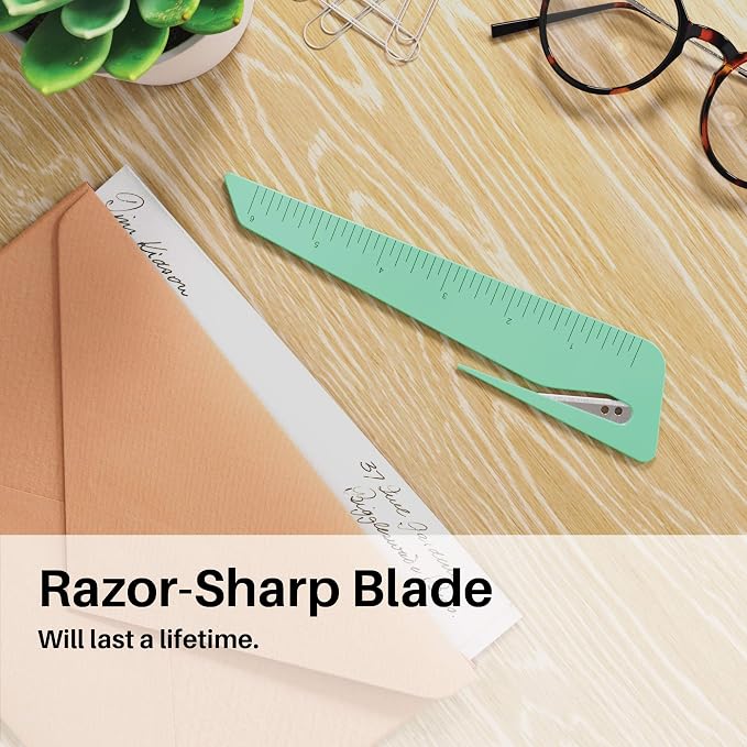 Ruler & Letter Opener Combo - Easy to Hold - Oversized Grip - Colorful 6 Inch Ruler - Envelope Opener w/Measuring Tool - Perfect for Crafts, Drafting, Sewing, & Drawing - (3 Pack)