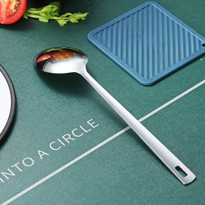 Cooking Spoon, Berglander Stainless Steel Solid Serving, Basting Spoon For Cooking, Kitchen Non-Stick And Heat Resistant, Dishwasher Safe, Easy to Clean